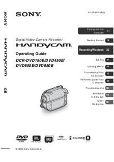 Sony DCR DVD 650 E manual. Camera Instructions.